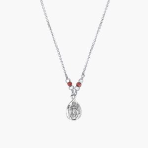 Kali Garnet Bead Necklace Silver