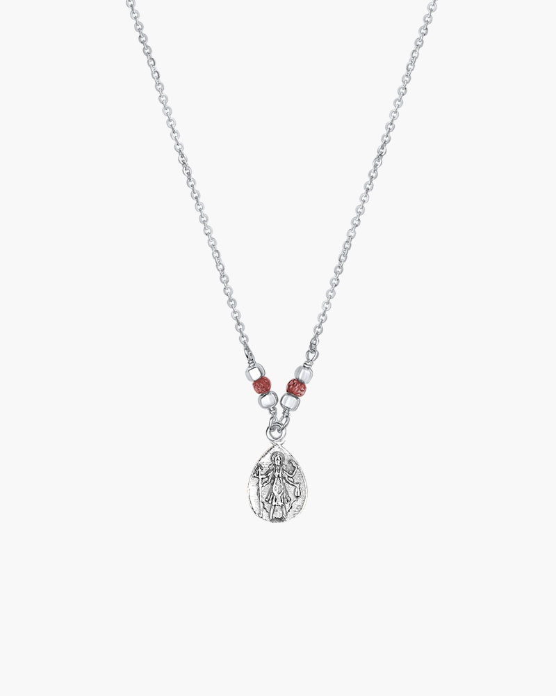 Kali Garnet Bead Necklace Silver