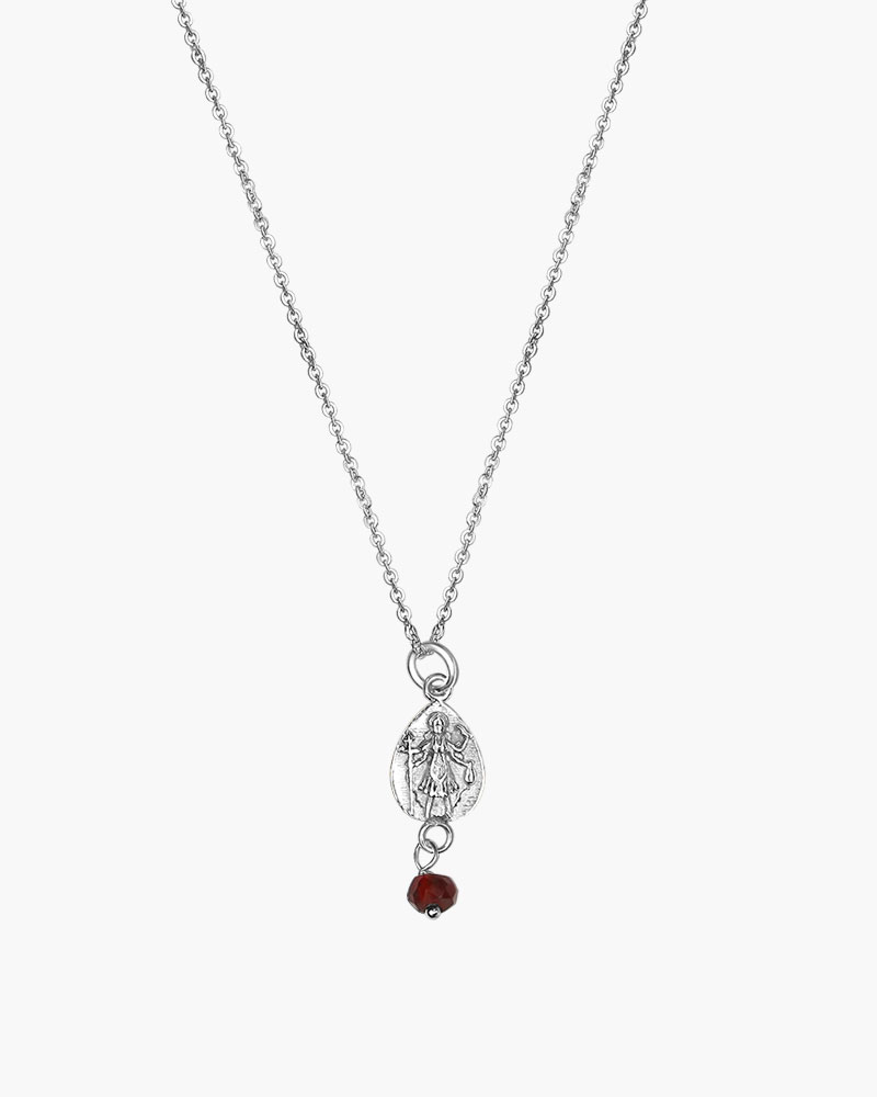 Kali Garnet Drop Necklace silver